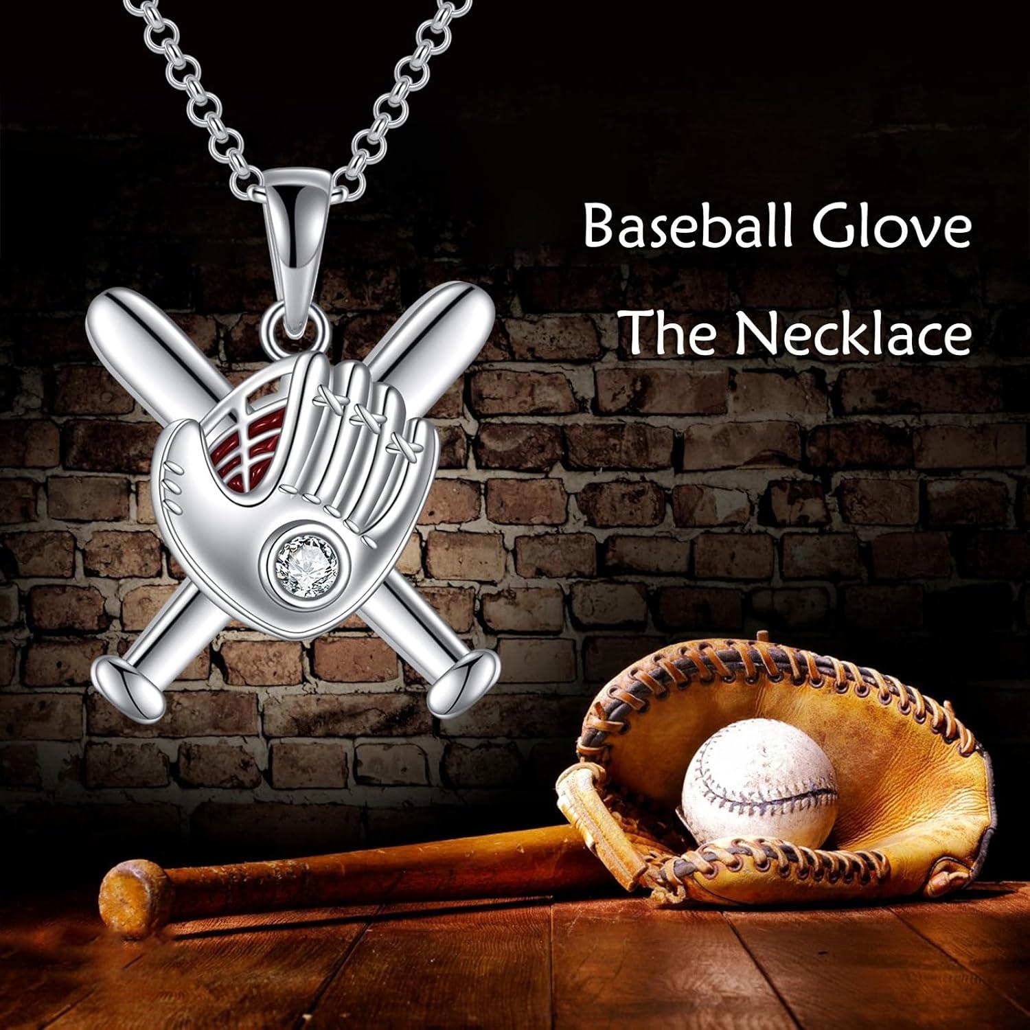 Sportliche Baseballhandschuh-Halskette Sterling Silber 925 Zirkonia