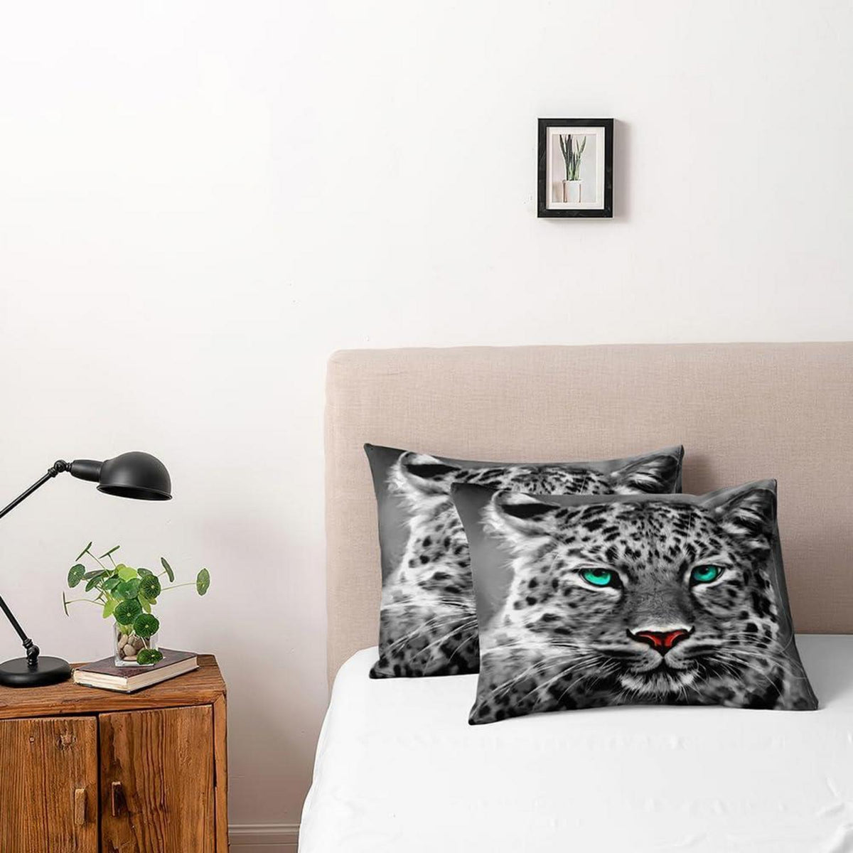 3D Leopard Bettwäsche Set 135x200 - Grau Türkis Mikrofaser
