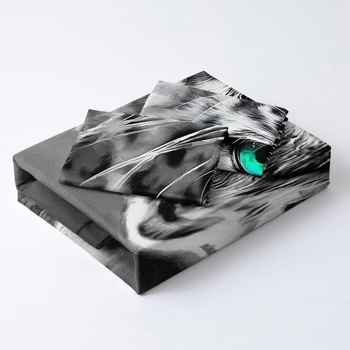 3D Leopard Bettwäsche Set 135x200 - Grau Türkis Mikrofaser