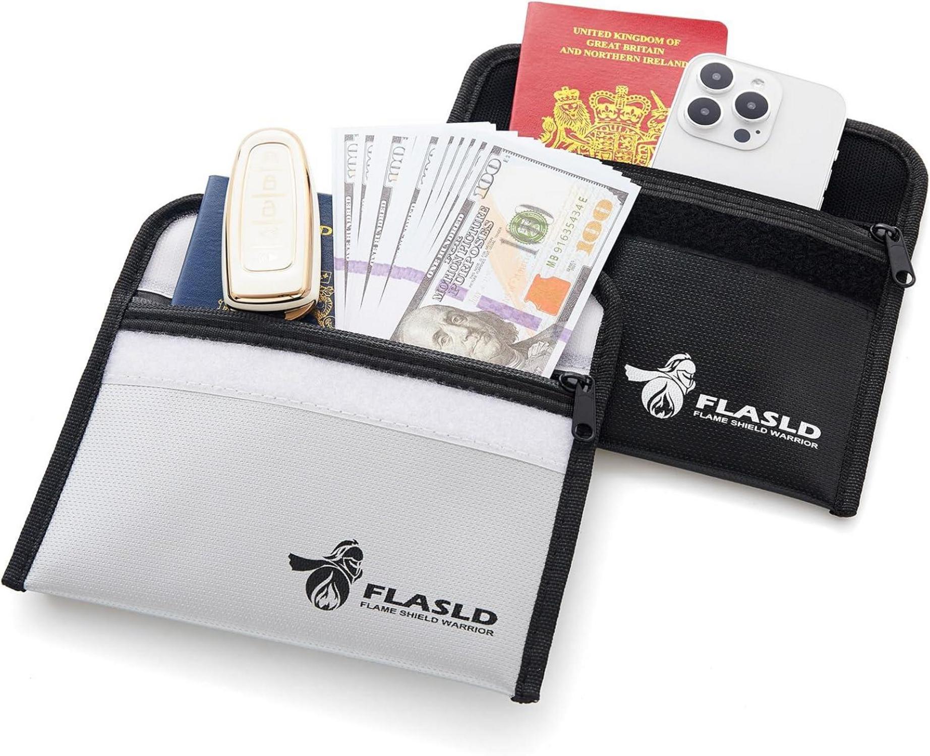 Feuerfeste Geldtasche 13x20cm 2 Stück - Bargeld Passport