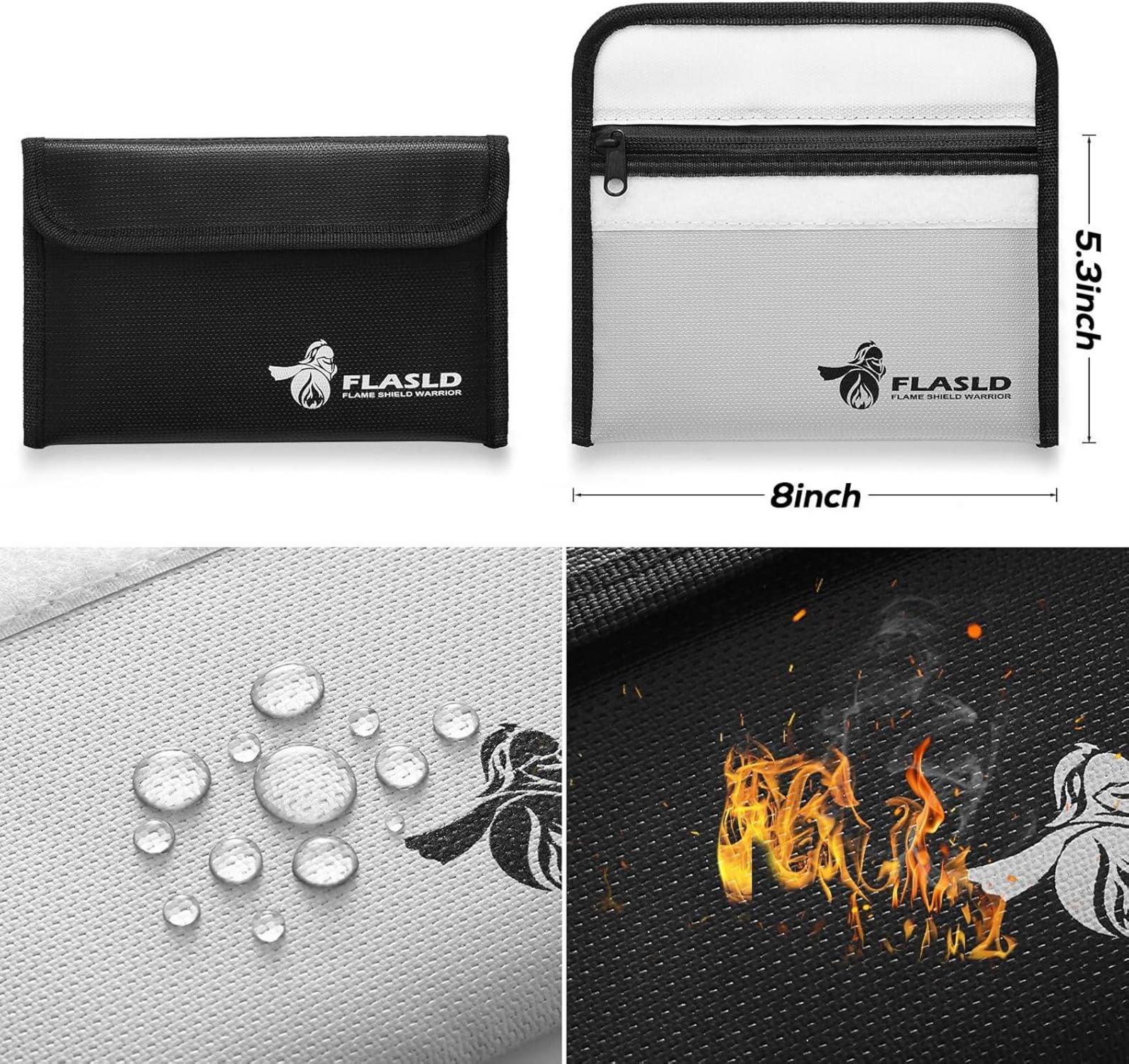 2er Set Feuerfeste Geldtasche 13x20 cm 1371℃, Wasserfest & Sicher