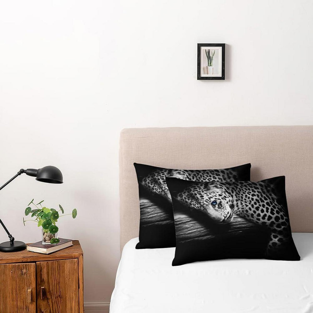 3D Leopard Bettwäsche Set 135x200 - Grau Blau Mikrofaser