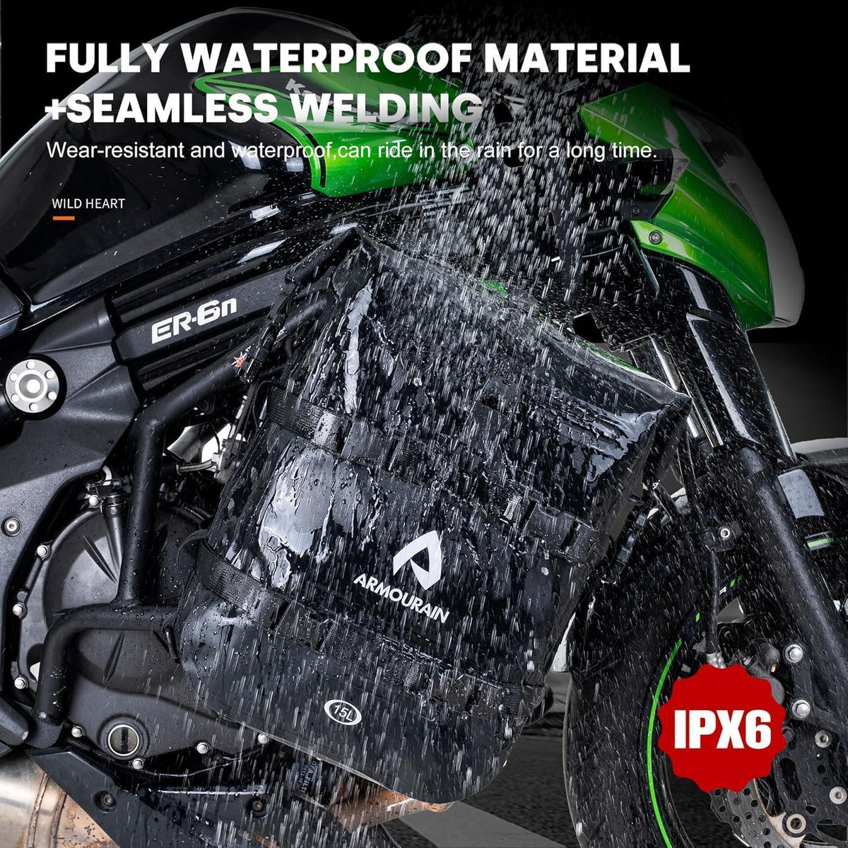 Wasserdichte Motorrad Hecktasche 15L – PVC Schwarz