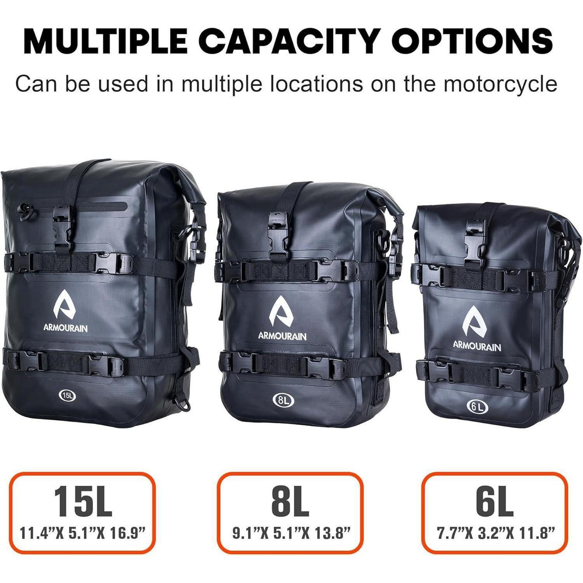 Wasserdichte Motorrad Hecktasche 15L – PVC Schwarz