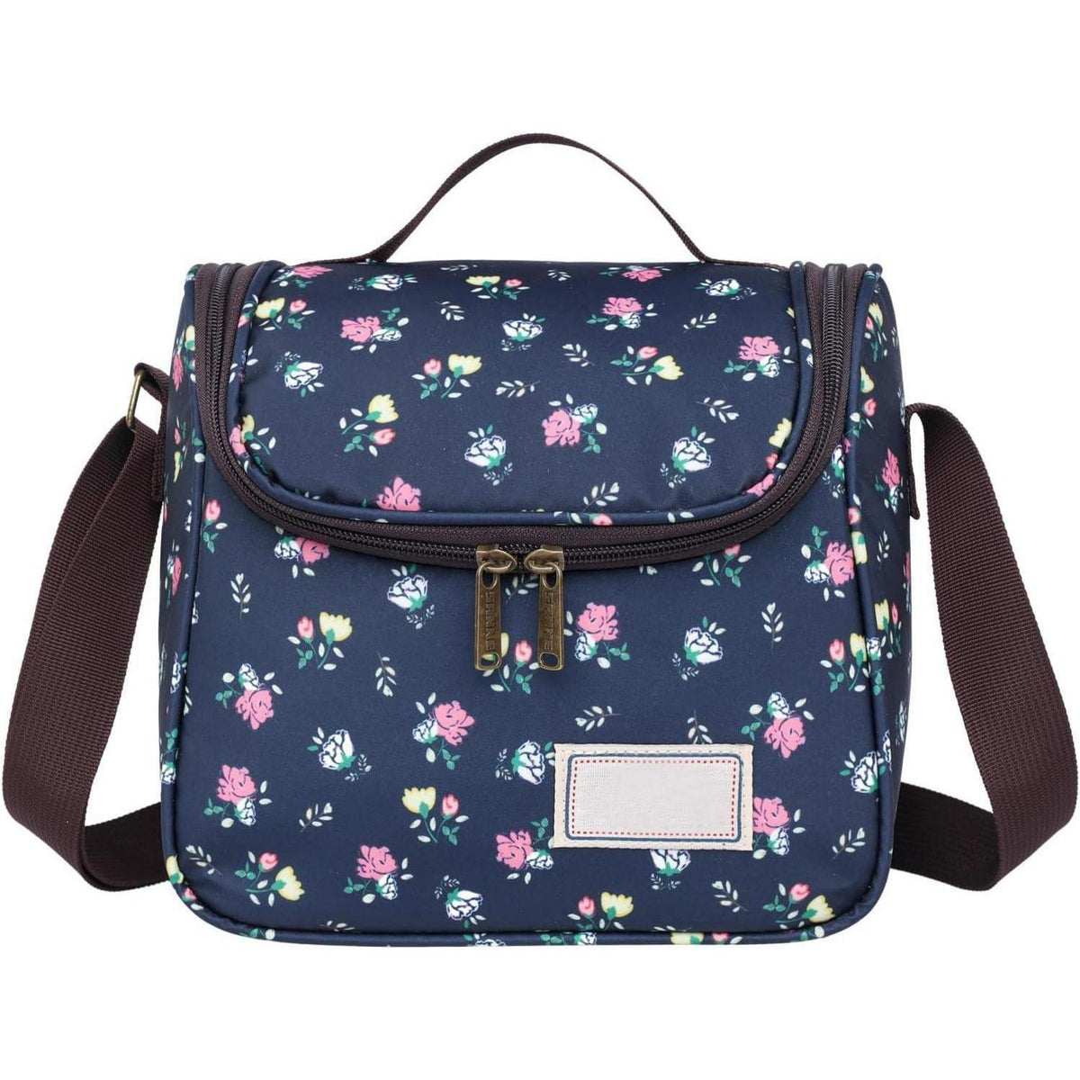 Isolierte Lunchtasche Blumenmuster, 6L Dunkelblau