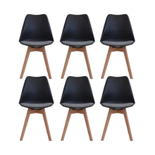 Skandinavische Esszimmerstühle 6er-Set Schwarz Massivholz