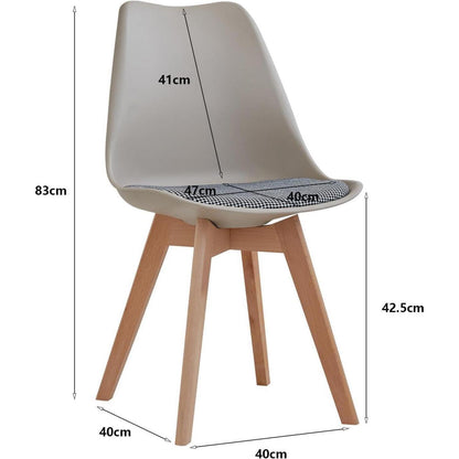 Skandinavische Esszimmerstühle 4er-Set, Massivholz, Gestreift Beige