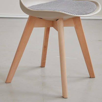 Skandinavische Esszimmerstühle 4er-Set, Massivholz, Gestreift Beige