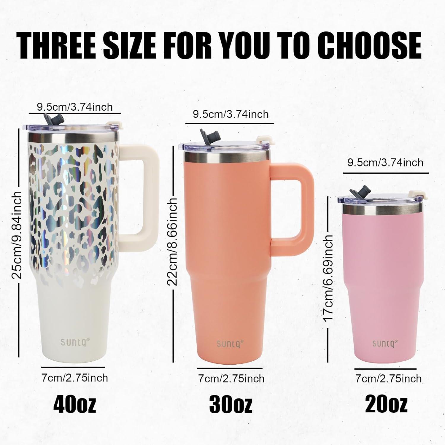 SUNTQ 30oz Edelstahl Tumbler mit Griff und Stroh, doppelwandige Isolierung