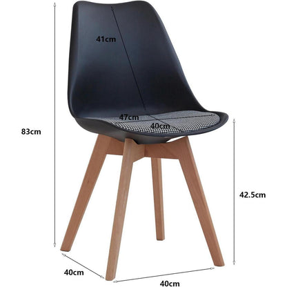 Skandinavische Esszimmerstühle 8er-Set, Massivholz, Gestreift Schwarz