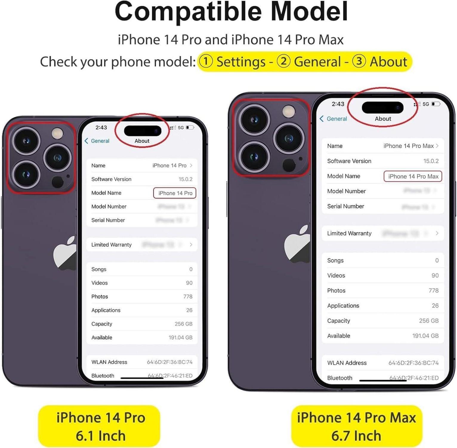iPhone 14 Pro Max Kameraschutz 4er Pack 9H Härte Glas HD