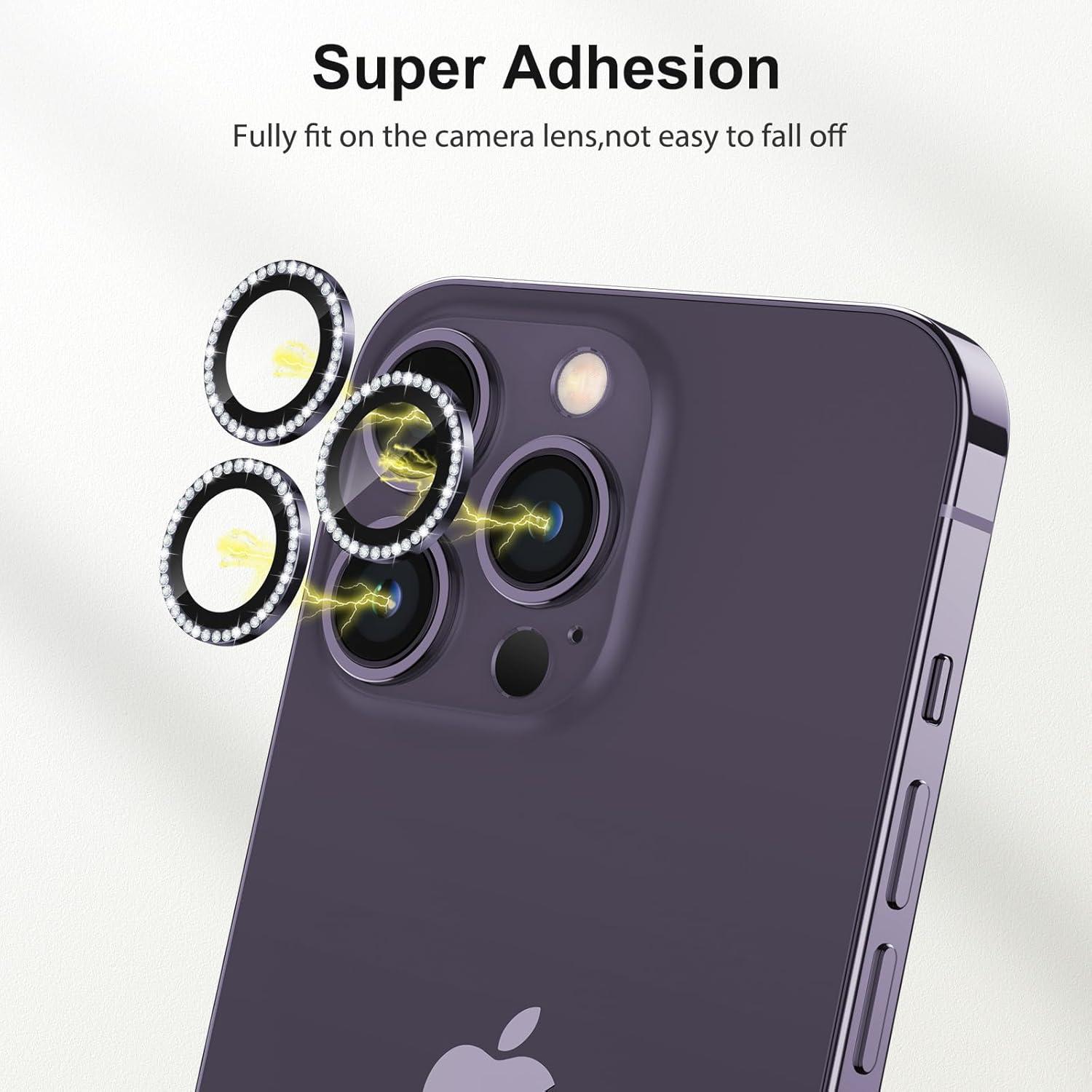 Kameraschutz iPhone 14 Pro Max 9H Härte Glas HD Schutz Violett Glitzer