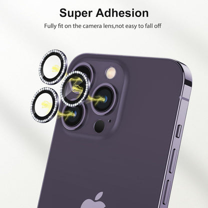 Kameraschutz iPhone 14 Pro Max 9H Härte Glas HD Schutz Violett Glitzer
