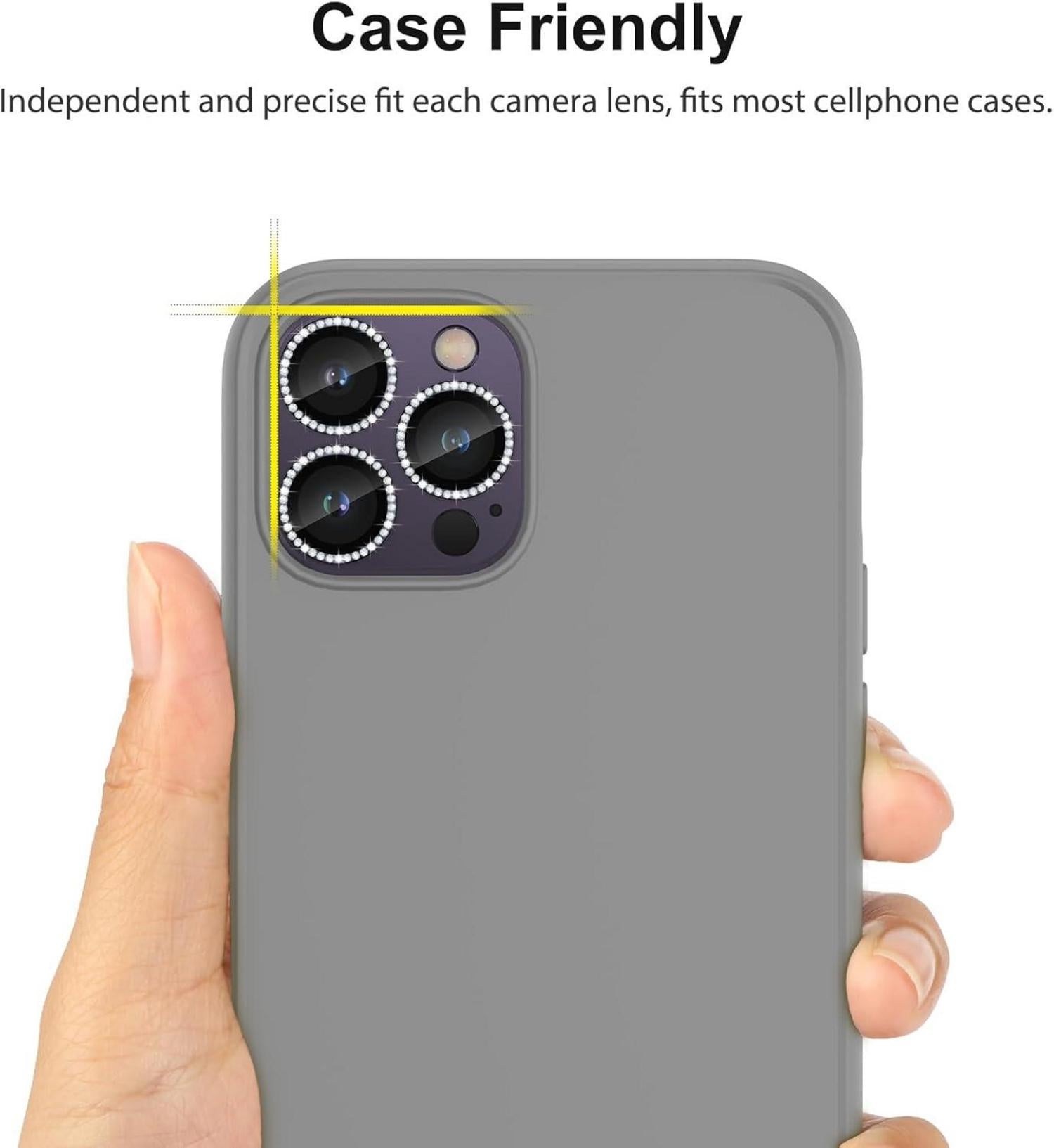 Kameraschutz iPhone 14 Pro Max 9H Härte Glas HD Schutz Violett Glitzer
