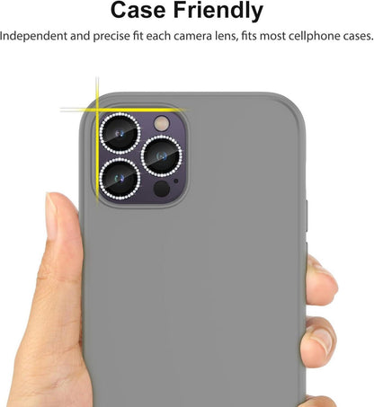 Kameraschutz iPhone 14 Pro Max 9H Härte Glas HD Schutz Violett Glitzer