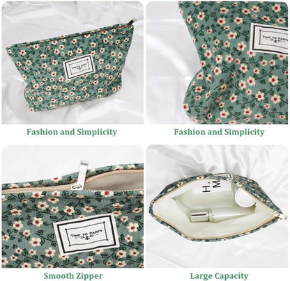 Kosmetiktasche Cord Blumenmuster Organizer