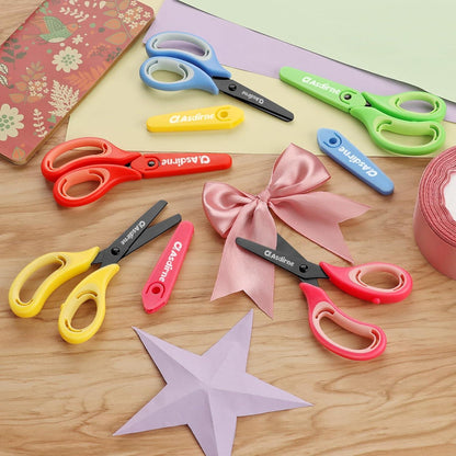 5er Pack 13,5 cm Kinderscheren Schwarz beschichtet