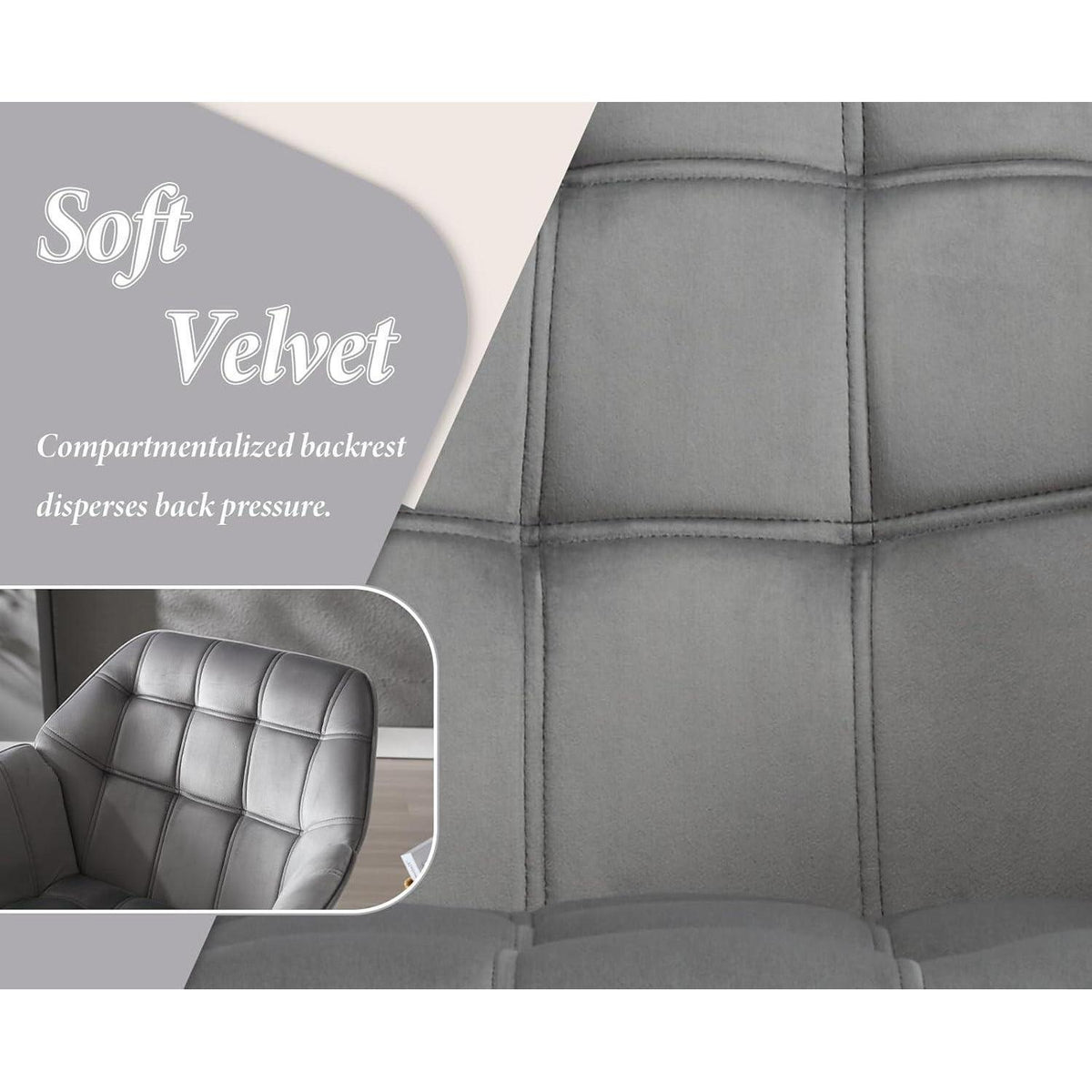Gepolsterter Samt Sessel 2er Set Modern Grau