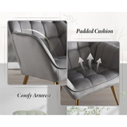 Gepolsterter Samt Sessel 2er Set Modern Grau