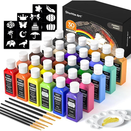 30 Stoffmalfarben Set waschmaschinenfest Kinder T-Shirt DIY
