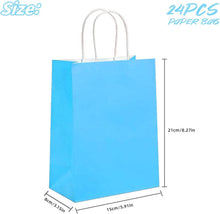 20 Kraft-Papiertüten 22x15x8cm Blau mit Griffen - Recycelbar