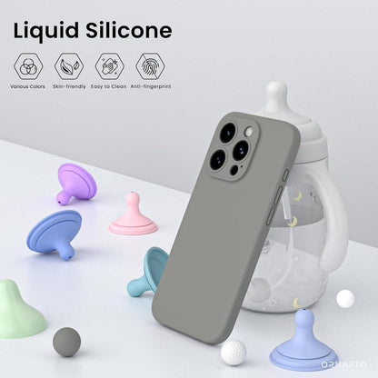 iPhone 15 Pro Max Hülle Kameraschutz 2 Schutzfolien Silikon Grau