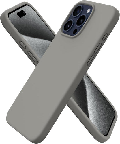 iPhone 15 Pro Max Hülle Silikon flüssig Kratzfest Grau