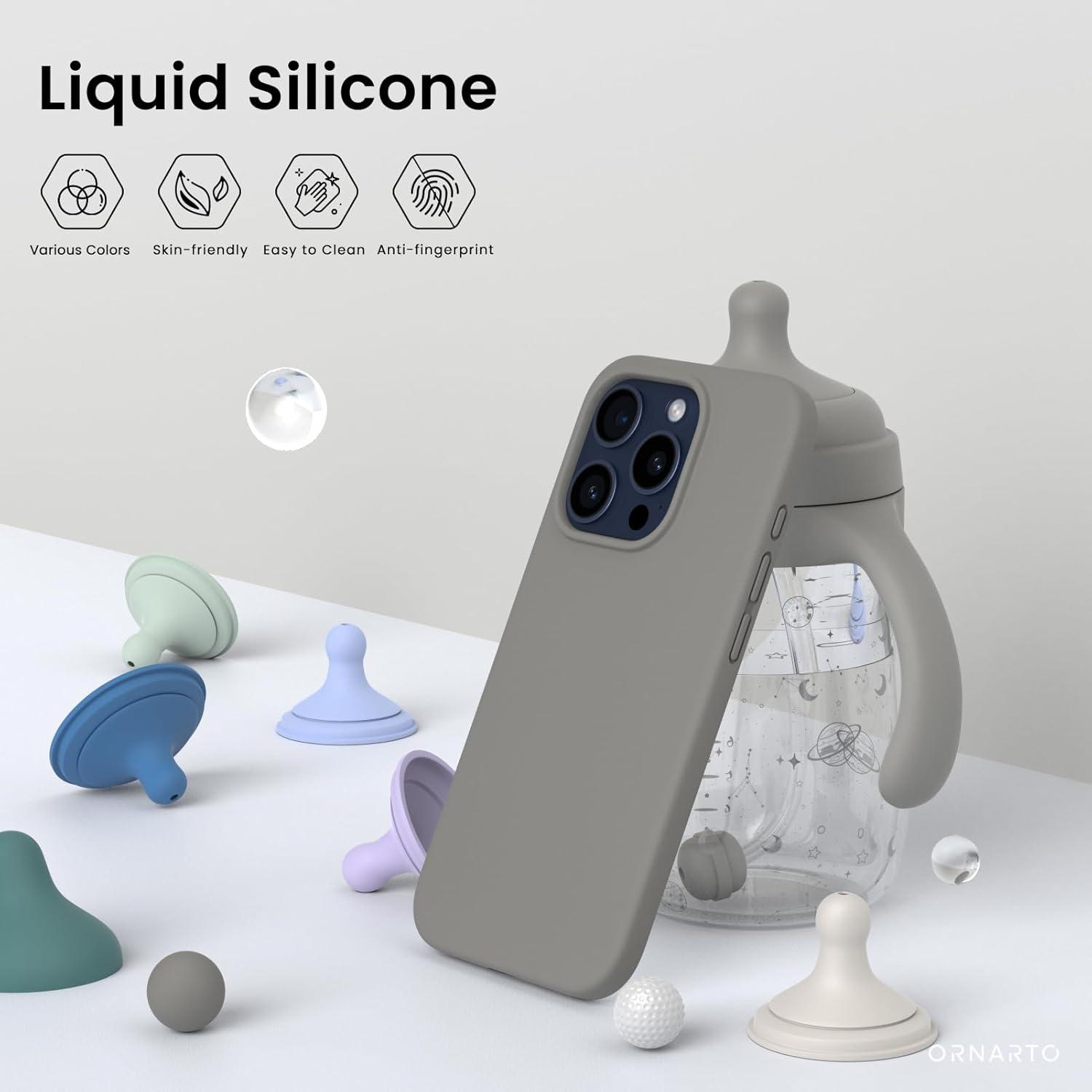 iPhone 15 Pro Hülle Silikon 6,1 Zoll Flüssiges Grau Schutzhülle
