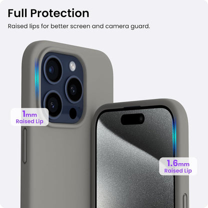 ORNARTO iPhone 15 Pro Hülle Silikon 6,1 Zoll Grau - Stoßfeste Schutzhülle