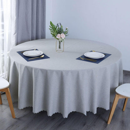 Runde Baumwoll-Leinen Tischdecke wasserabweisend, Ø 240 cm, Hellgrau