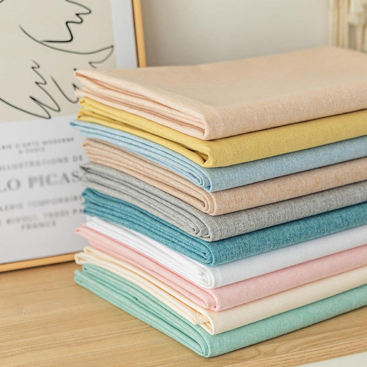 Runde Baumwoll-Leinen Tischdecke wasserabweisend, Pfauenblau 220 cm