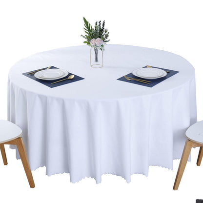 Runde Baumwoll-Leinen Tischdecke wasserabweisend Ø 260 cm Weiß