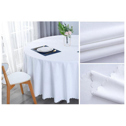 Runde Baumwoll-Leinen Tischdecke wasserabweisend Ø 260 cm Weiß