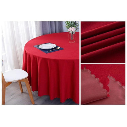 Runde Baumwoll-Leinen Tischdecke wasserabweisend 220 cm Rot