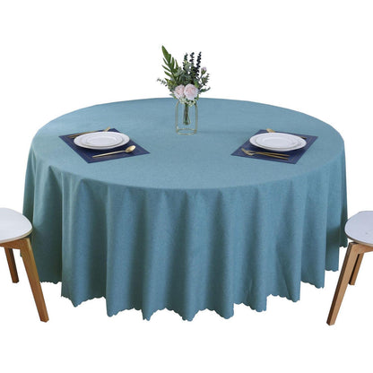Runde Baumwoll-Leinen Tischdecke wasserabweisend, Pfauenblau 240 cm
