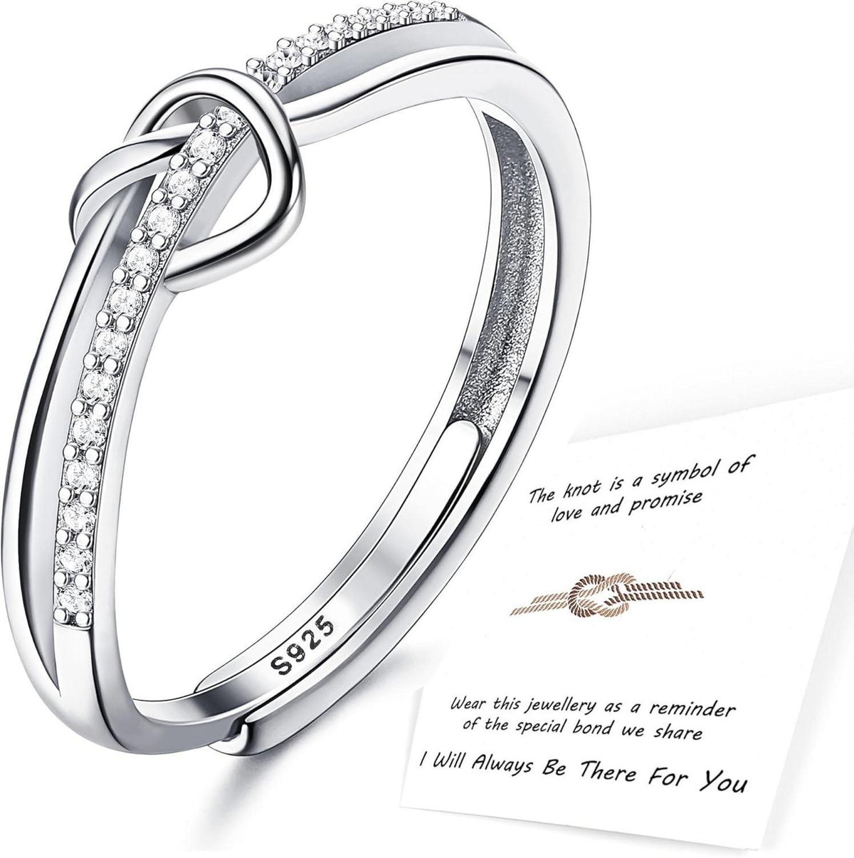 925 Sterling Silber Verlobungsring mit Zirkonia Liebesknoten