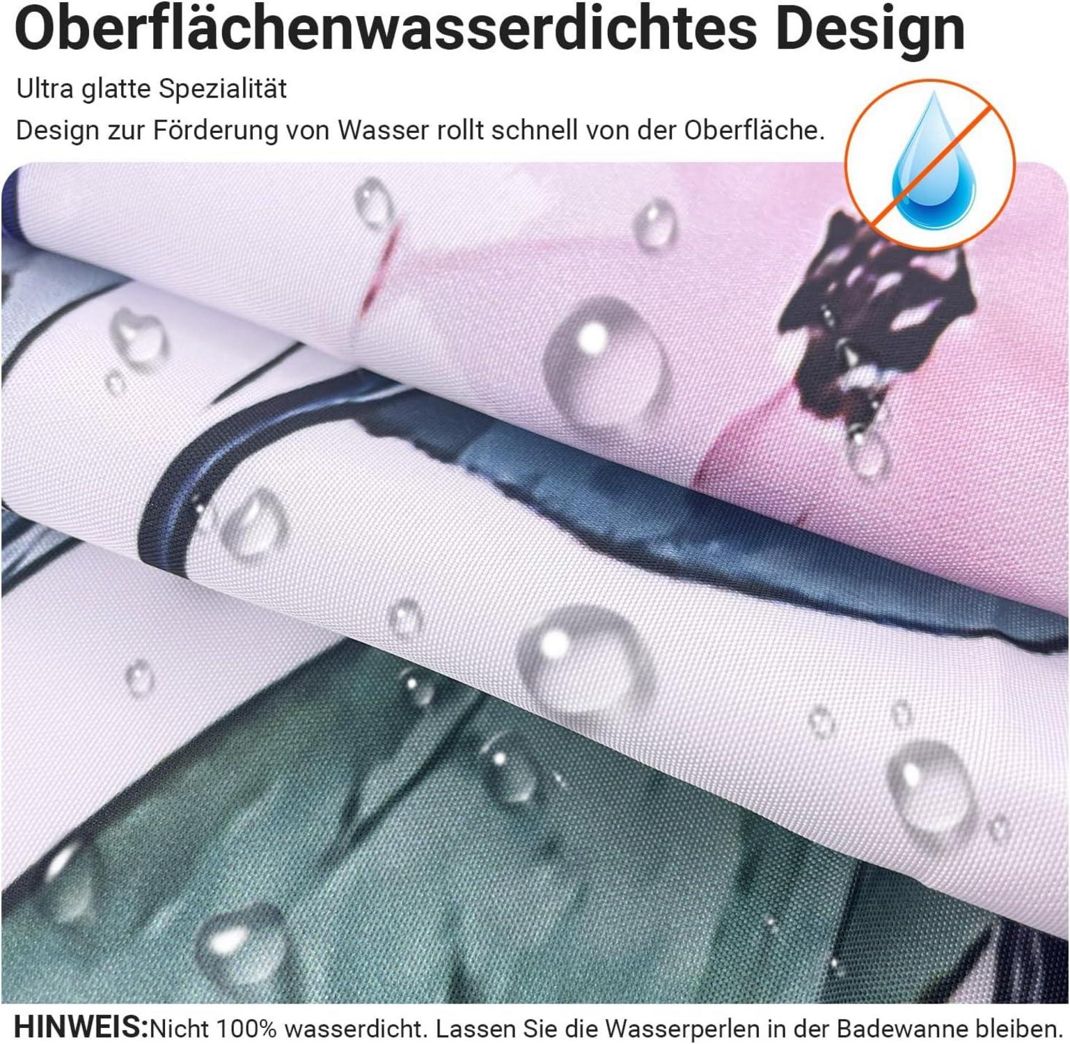 Duschvorhang 120x200cm Rote Blume Wasserabweisend Polyester