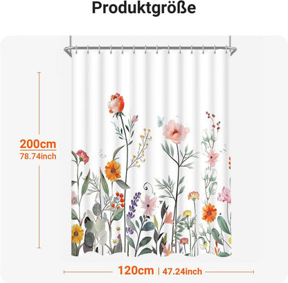 Duschvorhang 120x200cm Rote Blume Antischimmel Wasserabweisend