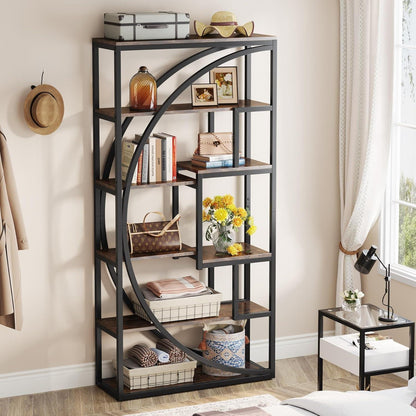 Industrielles Bücherregal 180cm - 5-stöckig, Vintage Braun