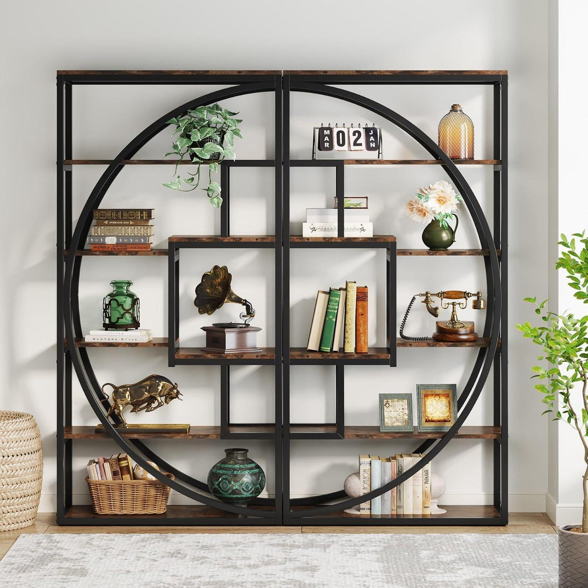 Industrielles Bücherregal 5 Ebenen – Rustic Brown, 2er-Set