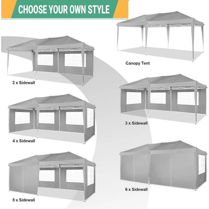 Faltpavillon 3x6m wasserdicht mit 6 Seitenwänden & UV-Schutz