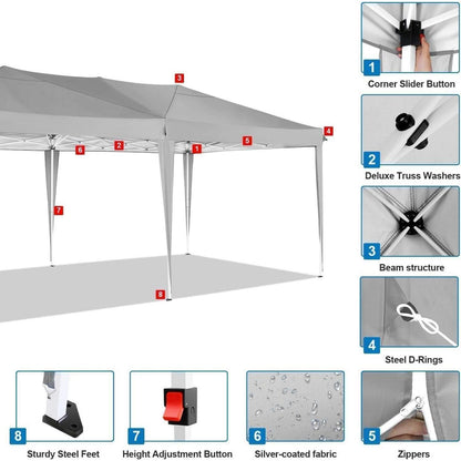 Faltpavillon 3x6m wasserdicht mit 6 Seitenwänden & UV-Schutz