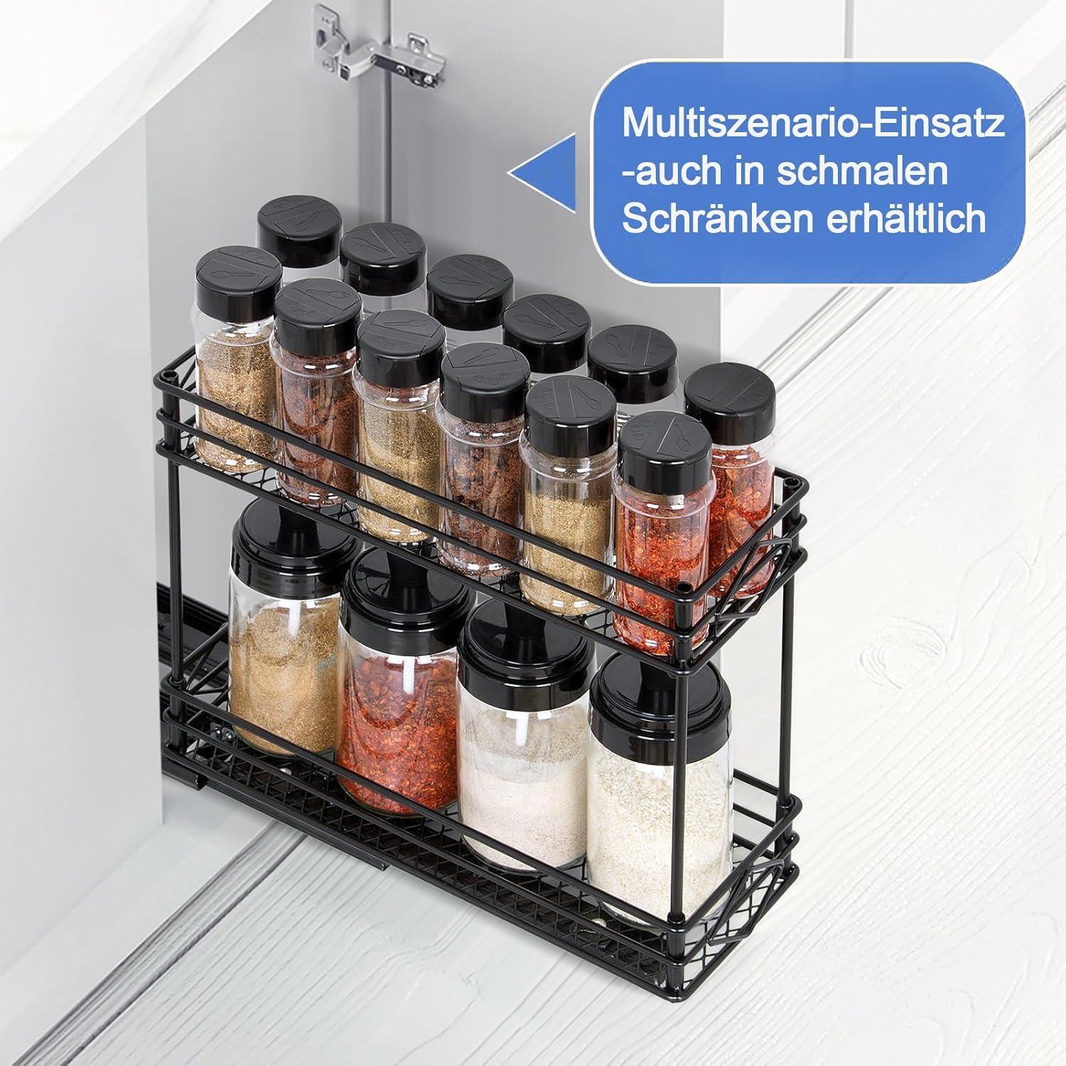 Ausziehbares Gewürzregal Edelstahl 2 Etagen Organizer für