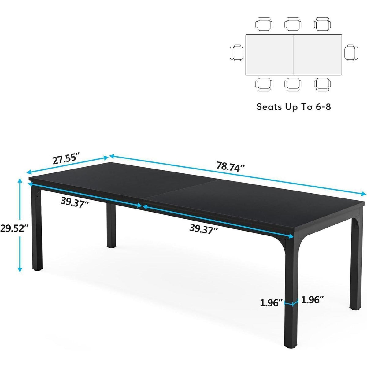 Doppelter Schreibtisch 200x70cm – Industrieller Computertisch für Home Office