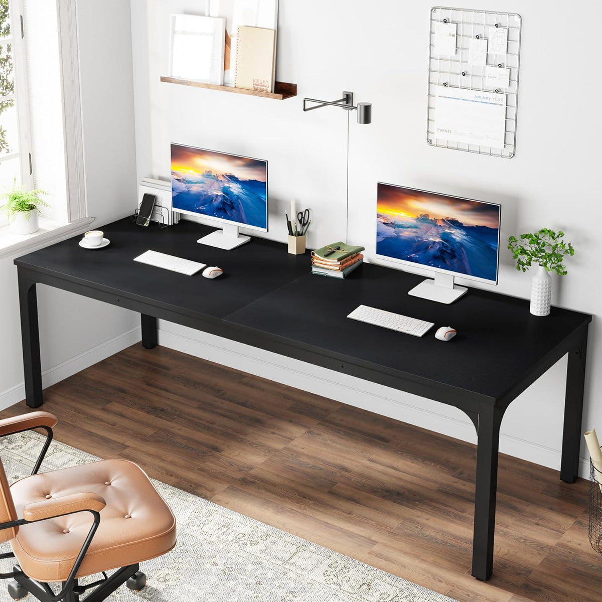 Doppelter Schreibtisch 200x70cm – Industrieller Computertisch für Home Office