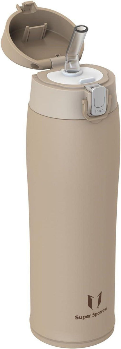 Edelstahl-Trinkflasche mit Strohhalm 500ml BPA-frei