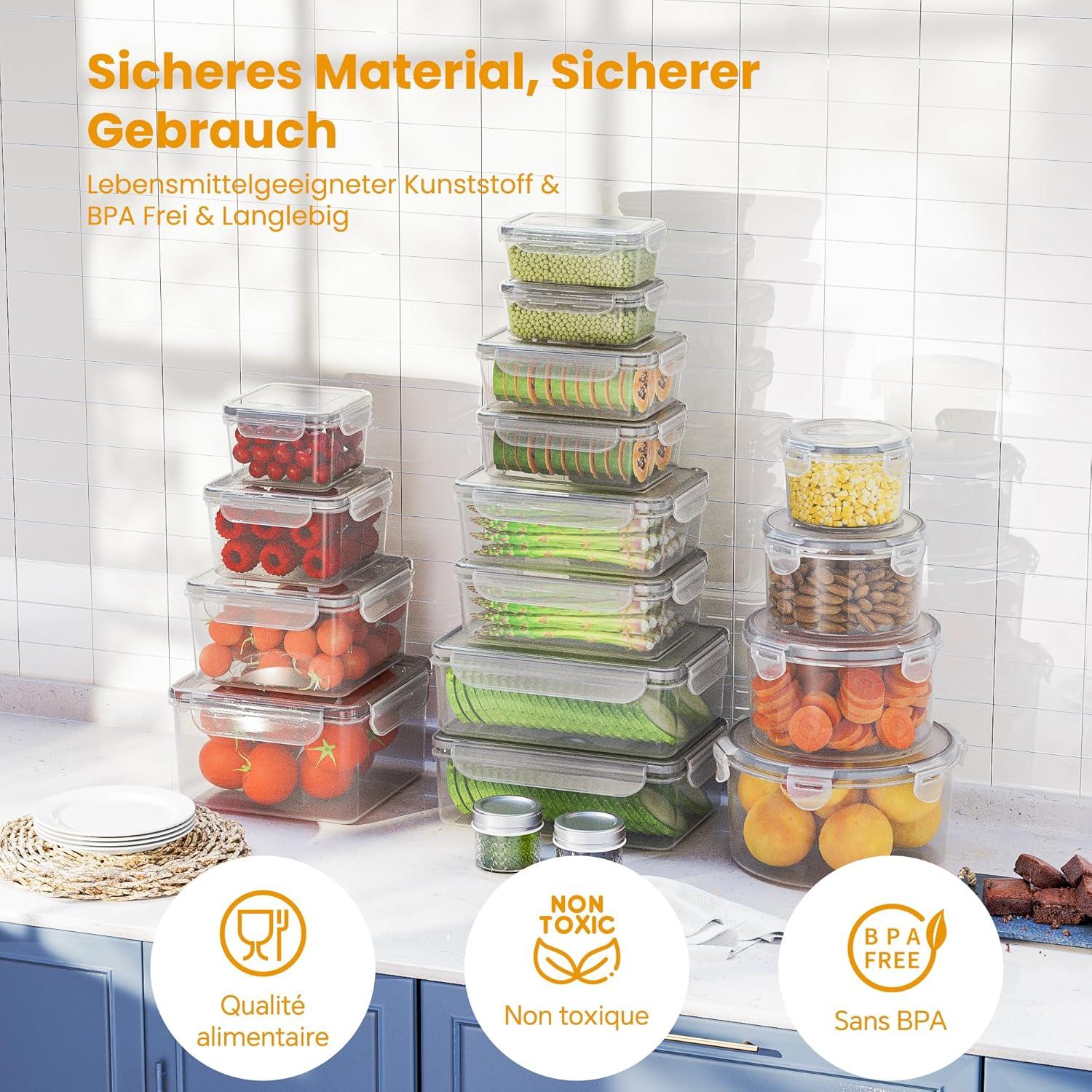 Frischhaltedosen 18-teilig Luftdicht Transparent Mikrowellengeeignet