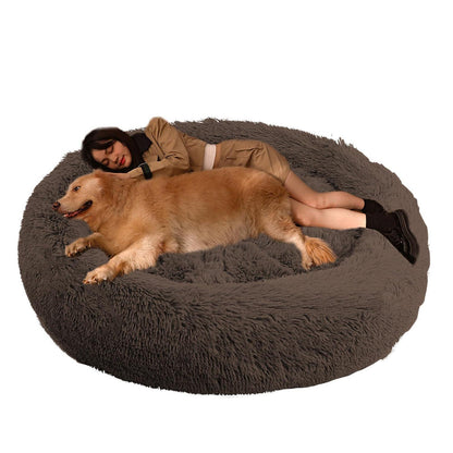 Rundes Hundebett Orthopädisch Braun Ø130cm
