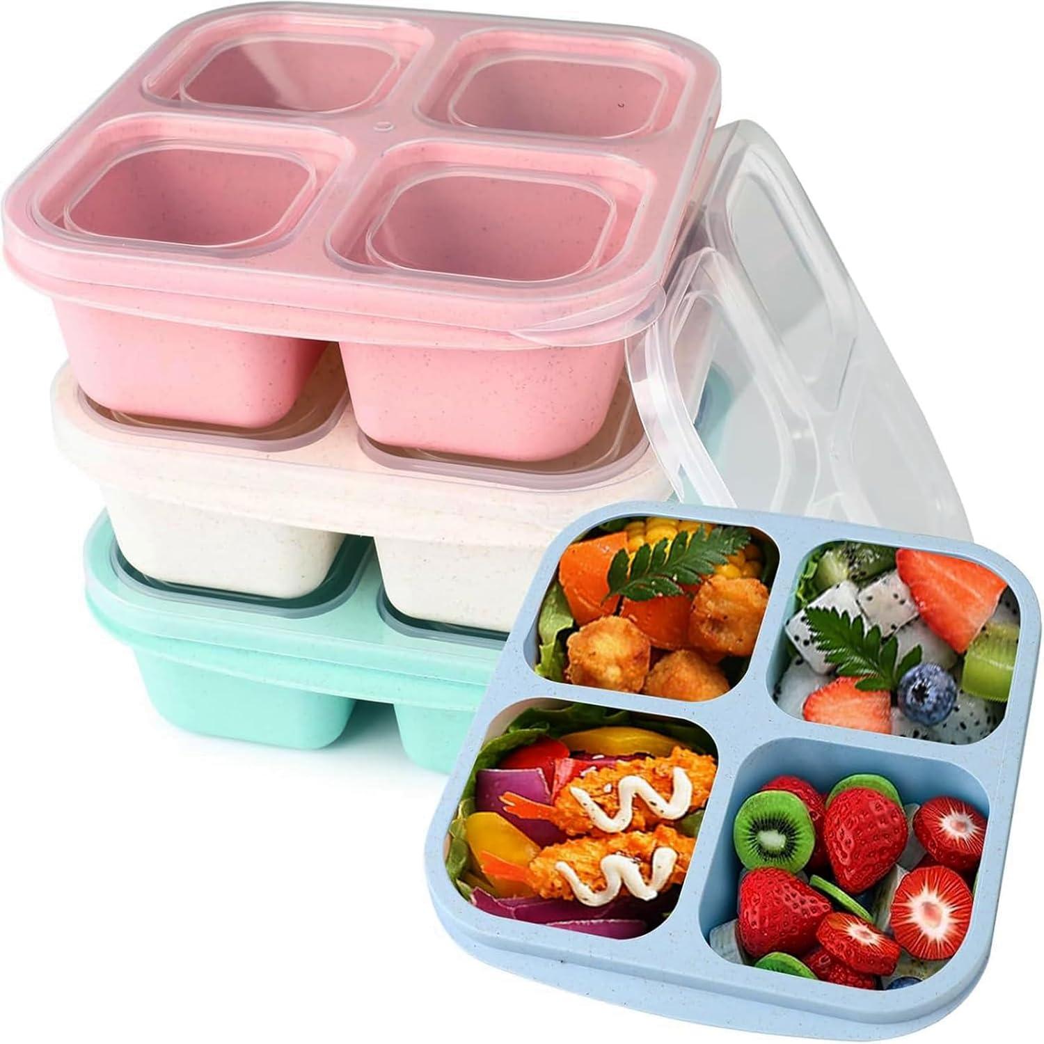 4-Fach Bento Snackbox Set, Kinder & Erwachsene, Mikrowelle