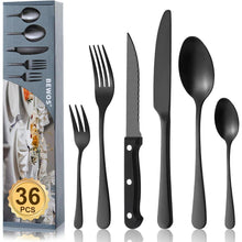 36-teiliges Besteckset für 6 Personen, Edelstahl, Schwarz, Spülmaschinenfest
